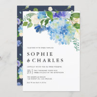 Blue Watercolor Hydrangea Winter Floral Wedding