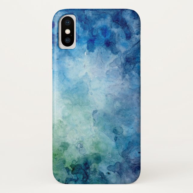 Blue Watercolor iPhone Case (Rückseite)