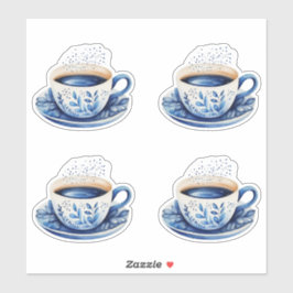 Blue Watercolor Kaffee Cups 5 Aufkleber