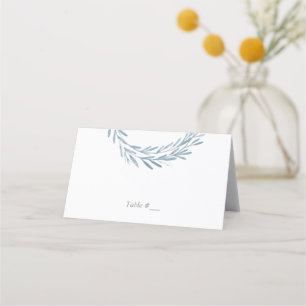 Blue Watercolor Leaf Element Wedding Escort Card/ Platzkarte
