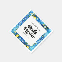 Blue Watercolor Lemon Citrus Brautparty Serviette