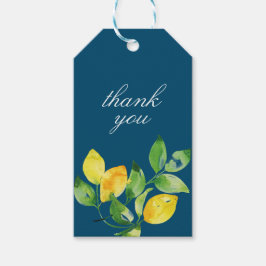 Blue Watercolor Lemon Couple Names Vielen Dank Geschenkanhänger