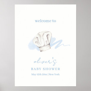 Blue Watercolor Little Koch Baby Dusche Empfang Poster