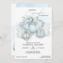 Blue Watercolor Little Pumpkin Boy Baby Dusche