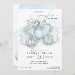 Blue Watercolor Little Pumpkin Boy Baby Dusche Einladung