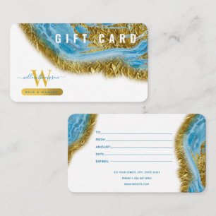 Blue Watercolor Marmor Gold Haare Makeup Geschenkk Visitenkarte