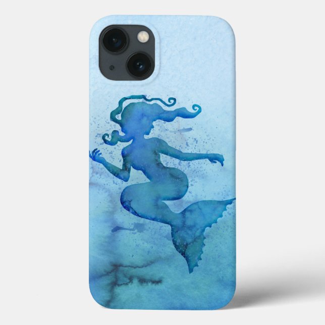Blue Watercolor Mermaid Case-Mate iPhone Hülle (Rückseite)