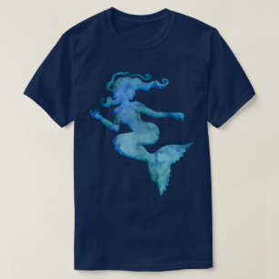 Blue Watercolor Mermaid T - Shirt