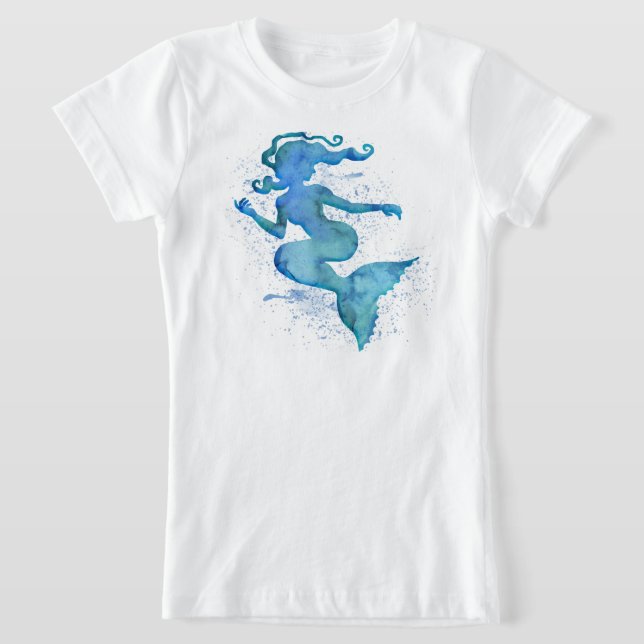 Blue Watercolor Mermaid T - Shirt (Ablage )