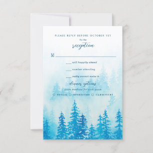 Blue Watercolor Mistle Forest RSVP Karte
