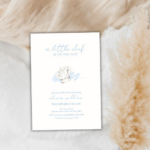 Blue Watercolor Modern Little Koch Baby Dusche Einladung
