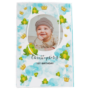 Blue Watercolor Monarch Frosch Foto Mittlere Geschenktüte