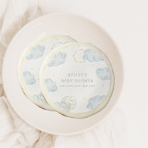 Blue Watercolor Moon Star Cloud Boy Baby Dusche