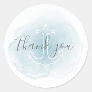 Blue Watercolor Nautic Danke, dass Sie Aufkleber