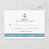 Blue Watercolor Nautical Wedding RSVP