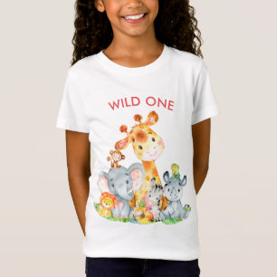 Blue Watercolor Niedlich Safari Dschungeltiere T-Shirt