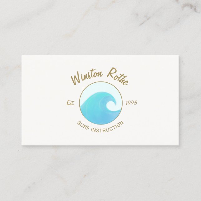 Blue Watercolor Ocean Wave Logo Business Card Visitenkarte (Vorderseite)