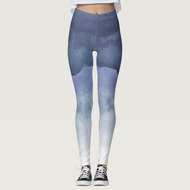 Blue Watercolor Ombre Leggings (Vorderseite)