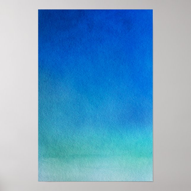 Blue Watercolor Ombre Poster (Vorne)