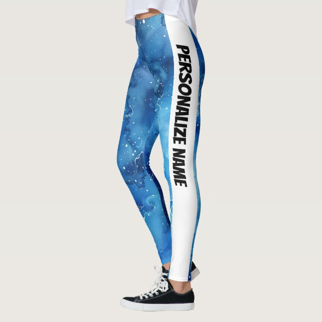 Blue Watercolor PERSONALISIEREN Leggings (Links)