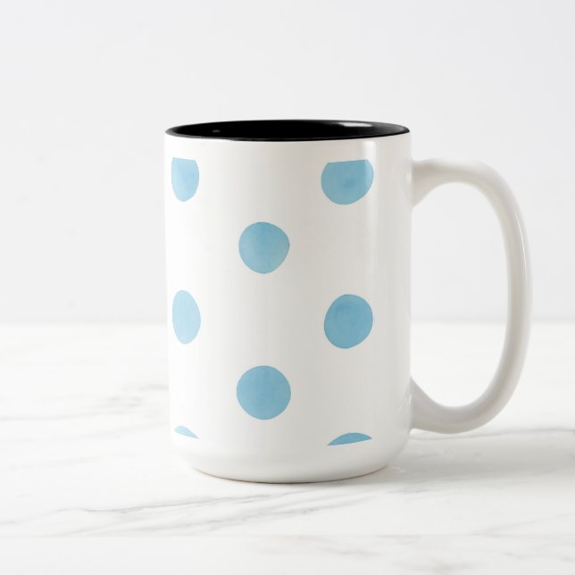 Blue Watercolor Polka Dot Tasse - Minimalistische  (Rechts)