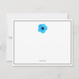 Blue Watercolor Poppe Note Card Mitteilungskarte