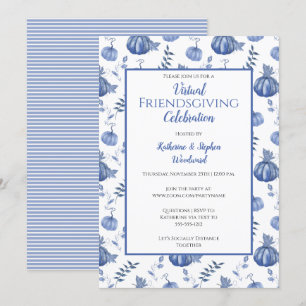 Blue Watercolor Pumpkin Virtual Friendsgiving Einladung