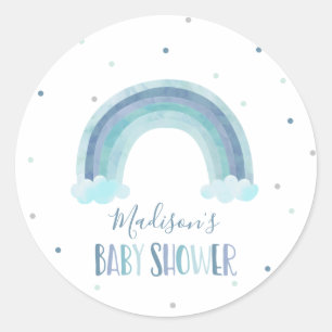 Blue Watercolor Rainbow Baby Dusche Runder Aufkleber