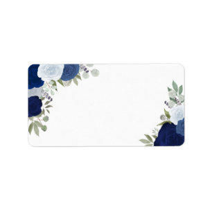Blue Watercolor Rose Blank-DIY-Hochzeitadresse Adressaufkleber