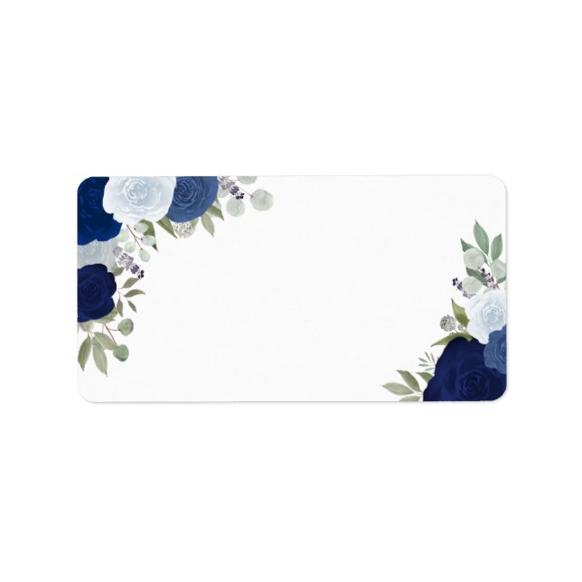 Blue Watercolor Rose Blank-DIY-Hochzeitadresse Adressaufkleber (Vorne)