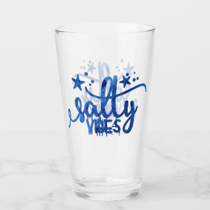 Blue Watercolor Salty Vibes Beach Pint Glas
