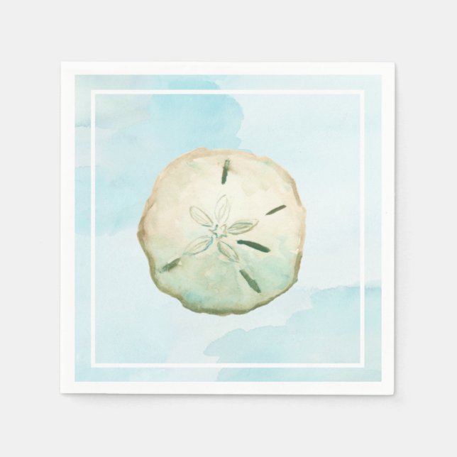 Blue Watercolor Sand Dollar Serviette (Vorderseite)