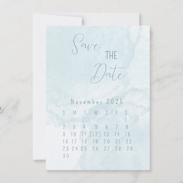 Blue Watercolor Save The Date (Vorderseite)