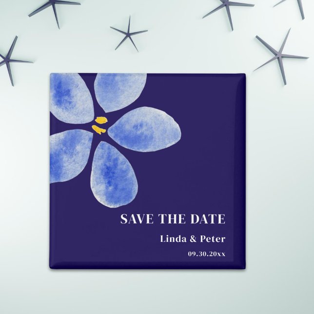 Blue Watercolor Save the Date Hochzeit Magnet (Von Creator hochgeladen)