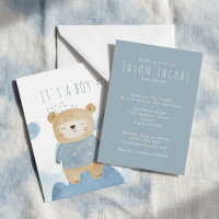 Blue Watercolor Schlampe Teddy Bär Baby Dusche