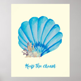 Blue Watercolor Seashell , Inspiration Zitat Pos Poster
