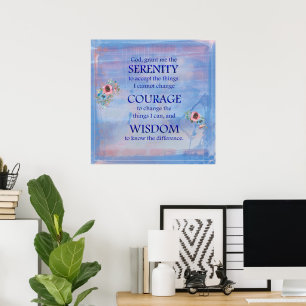 Blue Watercolor Serenity Prayer Poster