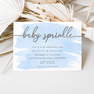Blue Watercolor Silver Baby Sprinkle Einladung