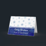 Blue Watercolor Snow Brother Frohe Weihnachten Karte<br><div class="desc">Frohe Weihnachten für Bruderkarte mit blauen Aquarellschneeflocken und nachdenklichem Vers.</div>