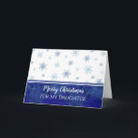 Blue Watercolor Snow Daughter Frohe Weihnachten Karte<br><div class="desc">Frohe Weihnachten für die Tochter-Karte mit blauen Aquarellschneeflocken und nachdenklichen Vers.</div>