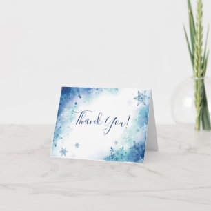 Blue Watercolor Snowflakes Dusche Danke Karte
