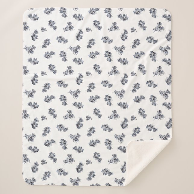 Blue Watercolor Sprig Sherpadecke (Vorderseite)