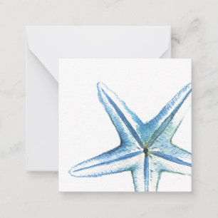 Blue Watercolor Starfish Mini-Karte Mitteilungskarte