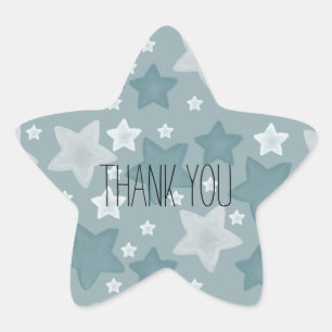 Blue Watercolor Stars vielen Dank Stern-Aufkleber