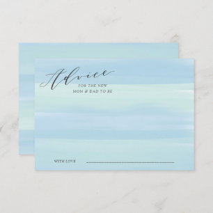 Blue Watercolor Streifen Advice Card Babydusche Einladung