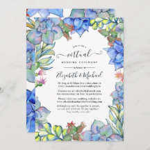 Blue Watercolor Succulents Online Virtual Wedding