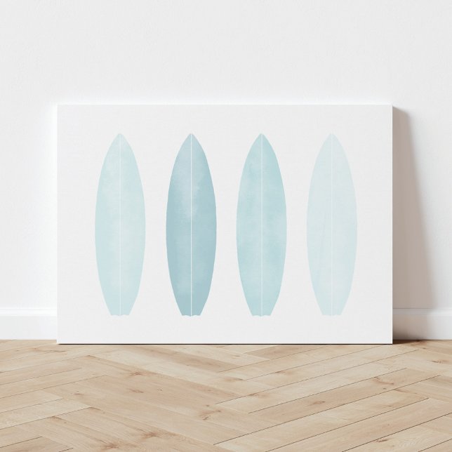 Blue Watercolor Surfboards Canvas Print Leinwanddruck (Von Creator hochgeladen)