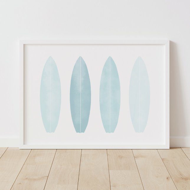 Blue Watercolor Surfboards Stranddekor Kinderzimme Poster (Von Creator hochgeladen)