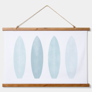 Blue Watercolor Surfboards Stranddekor Kinderzimme Wandteppich Mit Holzrahmen
