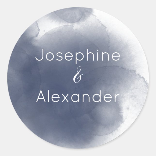 Blue Watercolor Theme Runder Aufkleber (Vorderseite)